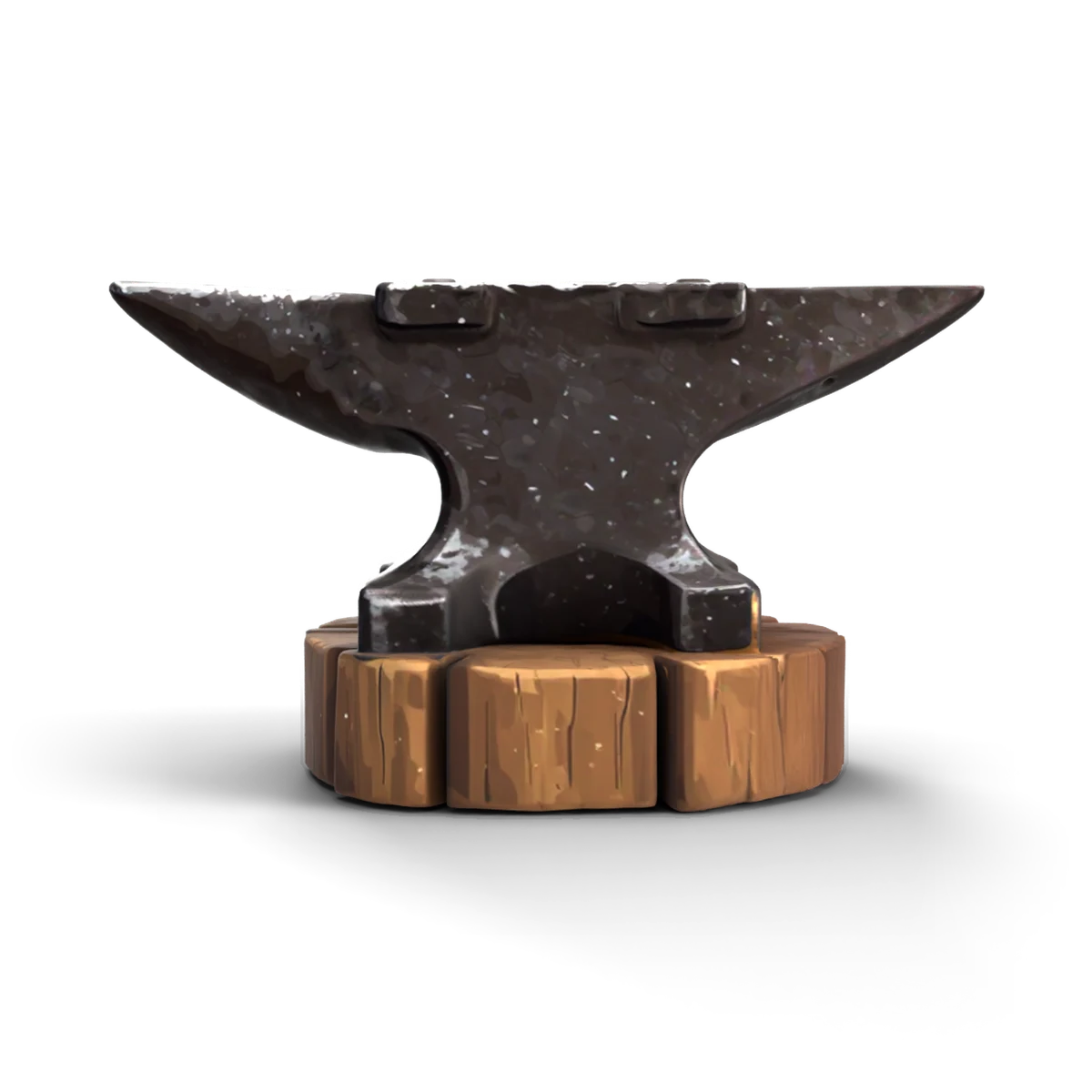 切り株の金床の 3D モデル(正面)