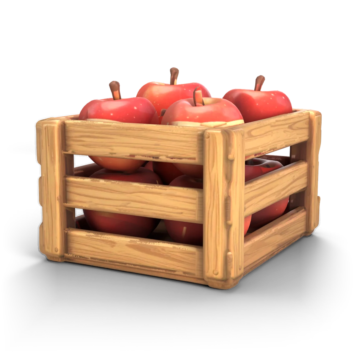 りんごの木箱の 3D モデル(斜め前)