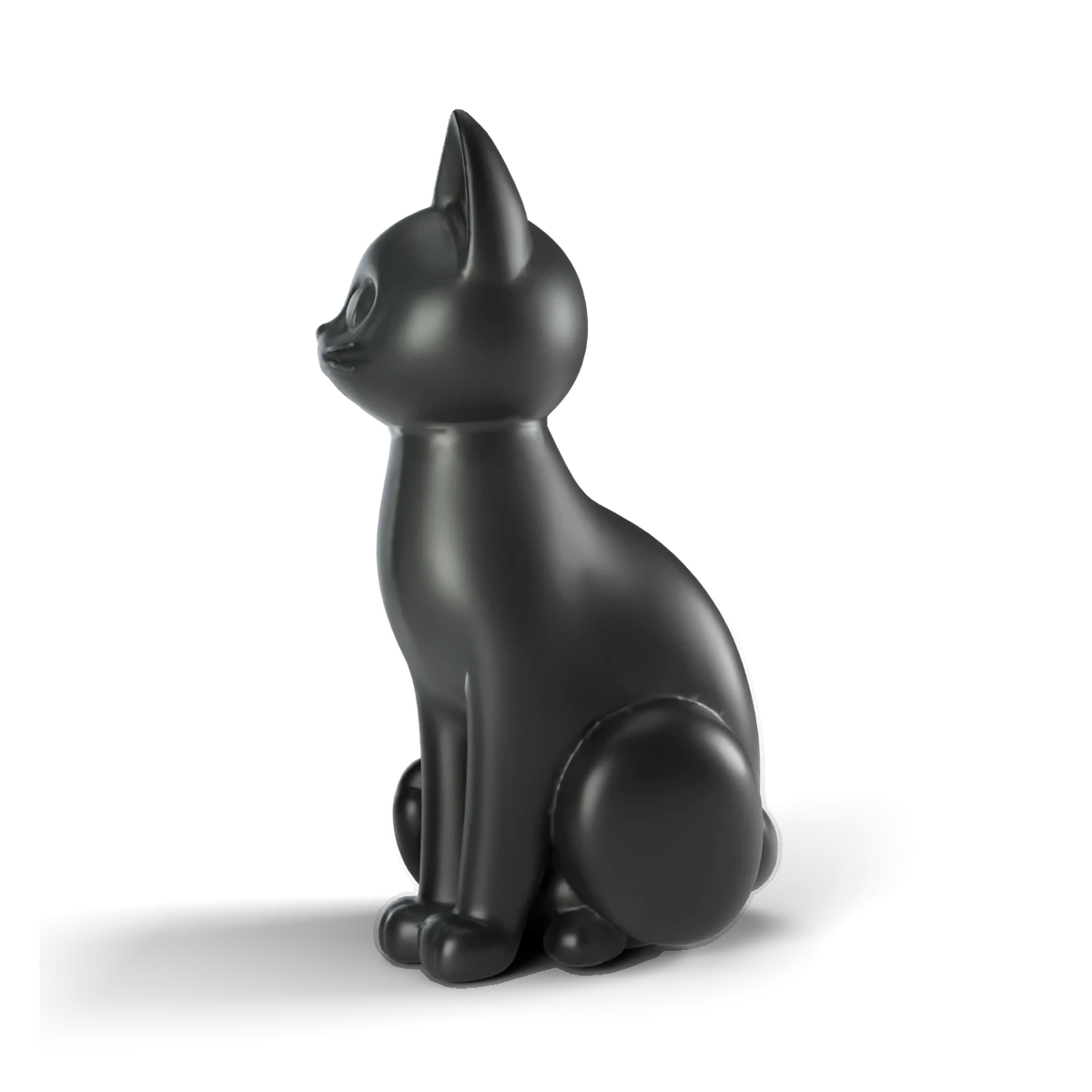 黒猫の置物の 3D モデル(横)