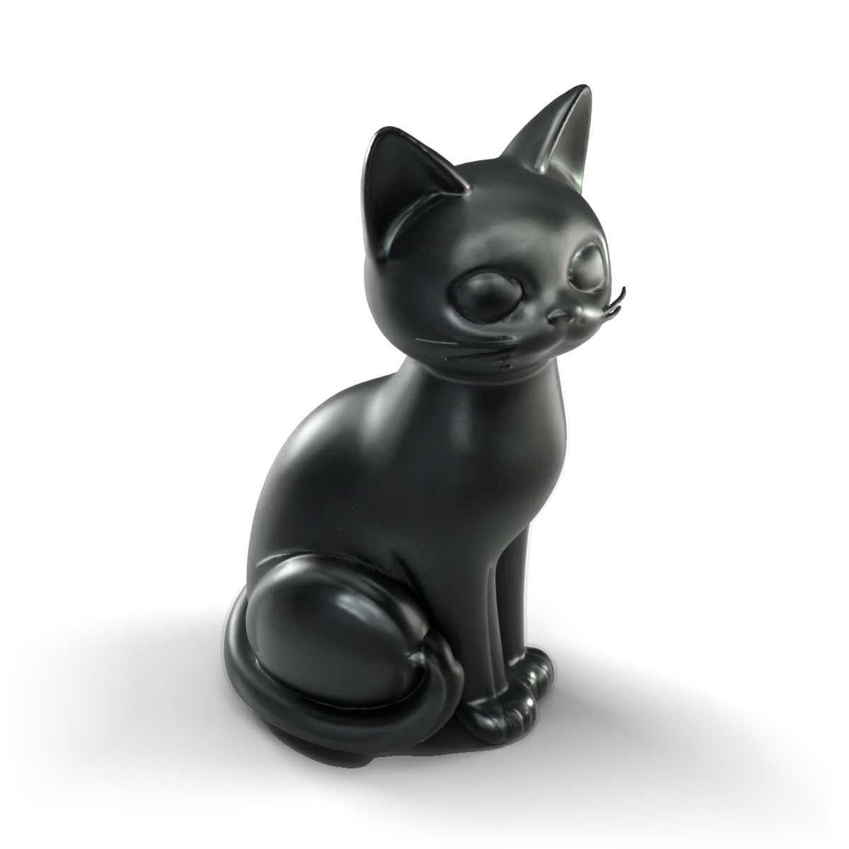 黒猫の置物の 3D モデル(上から)