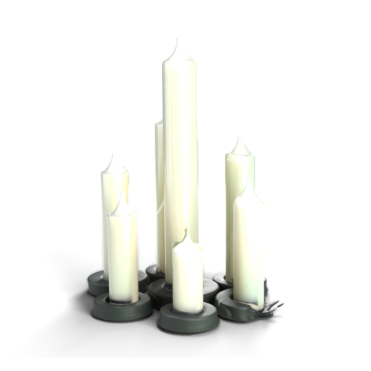 ろうそく群の 3D モデル(斜め前)