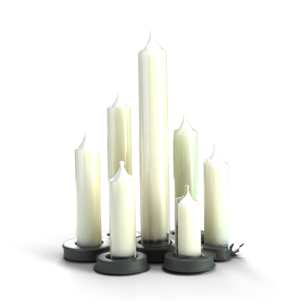 ろうそく群の 3D モデル(正面)