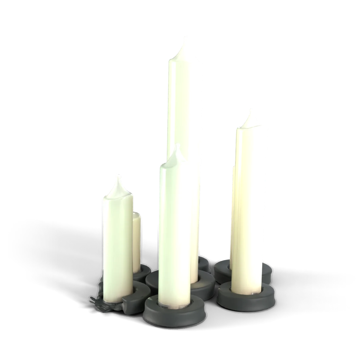 ろうそく群の 3D モデル(斜め後ろ)