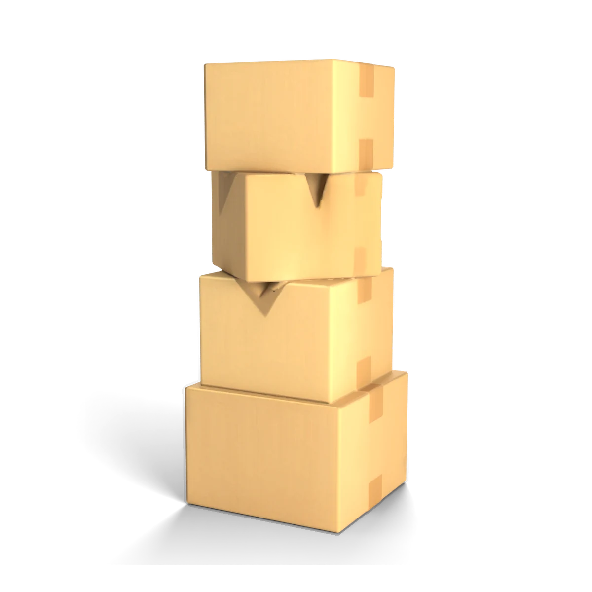 段ボールの山の 3D モデル(斜め前)