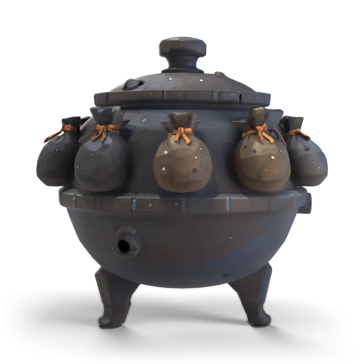 釜と小袋の 3D モデル(正面)