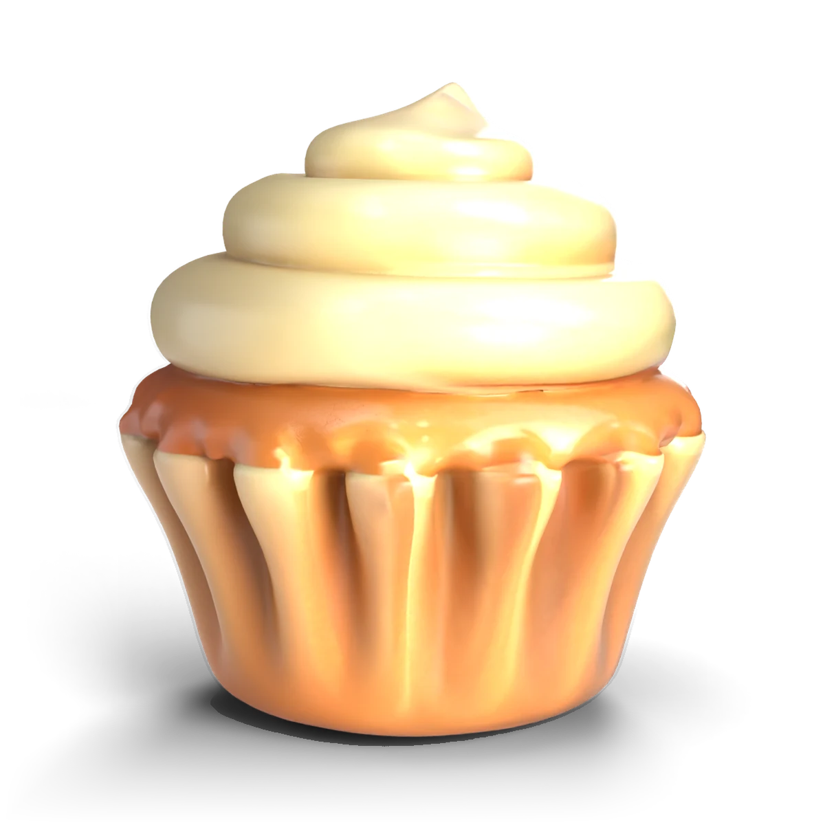 陶器のカップケーキの 3D モデル(斜め前)