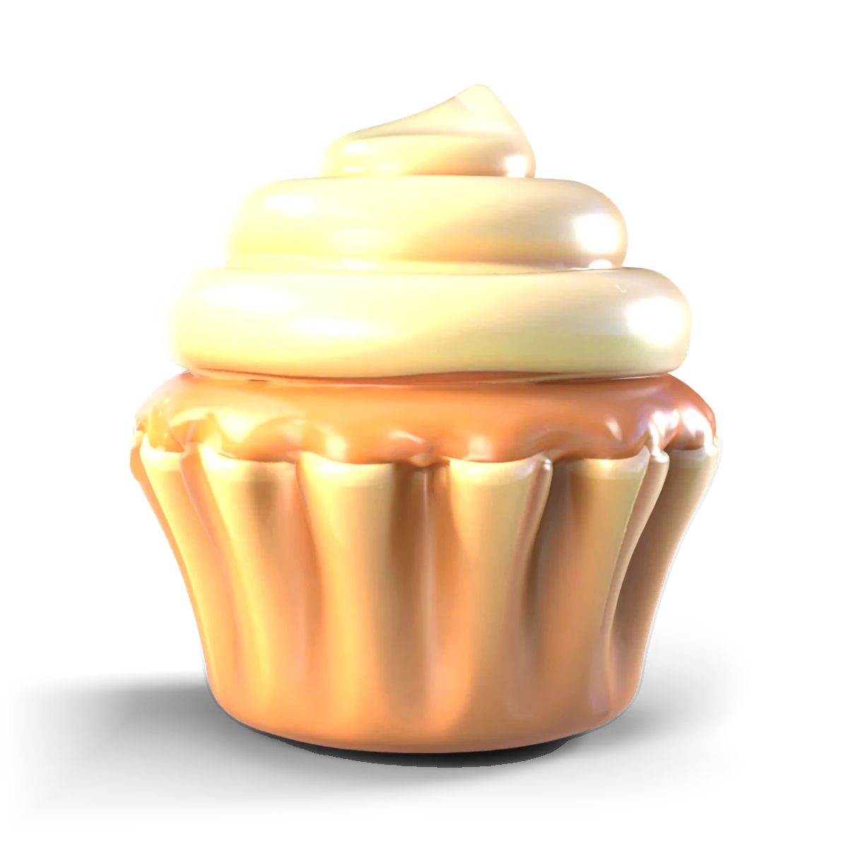陶器のカップケーキの 3D モデル(横)
