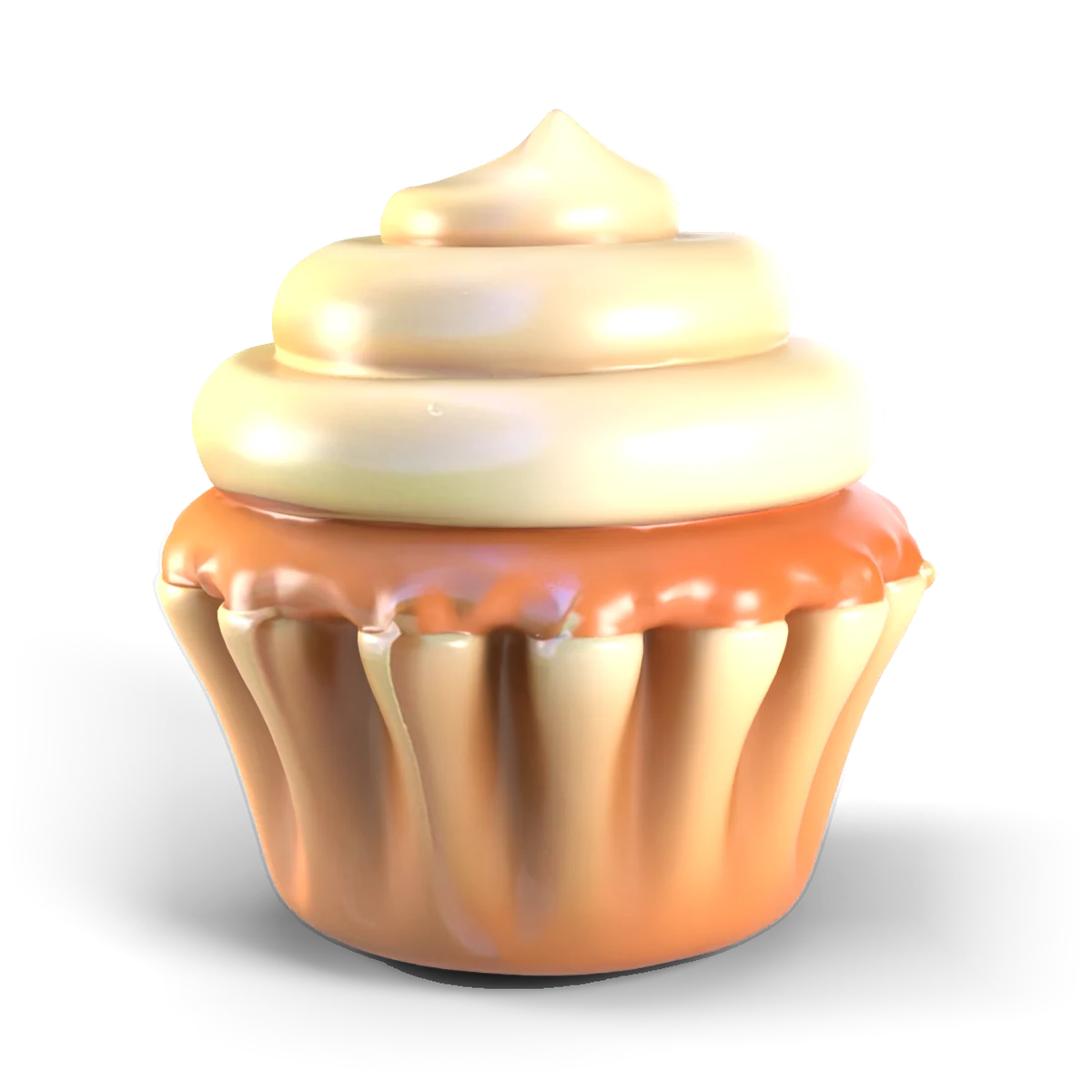 陶器のカップケーキの 3D モデル(斜め後ろ)
