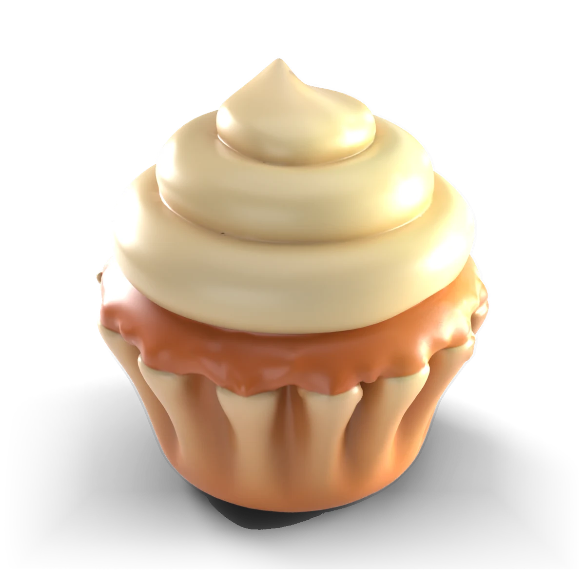 陶器のカップケーキの 3D モデル(上から)