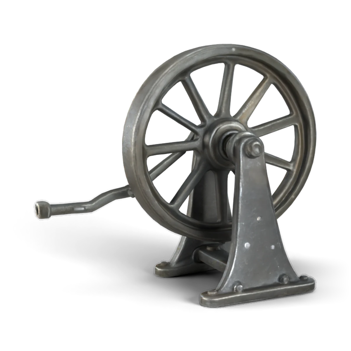 エンジンのはずみ車の台の 3D モデル(斜め後ろ)