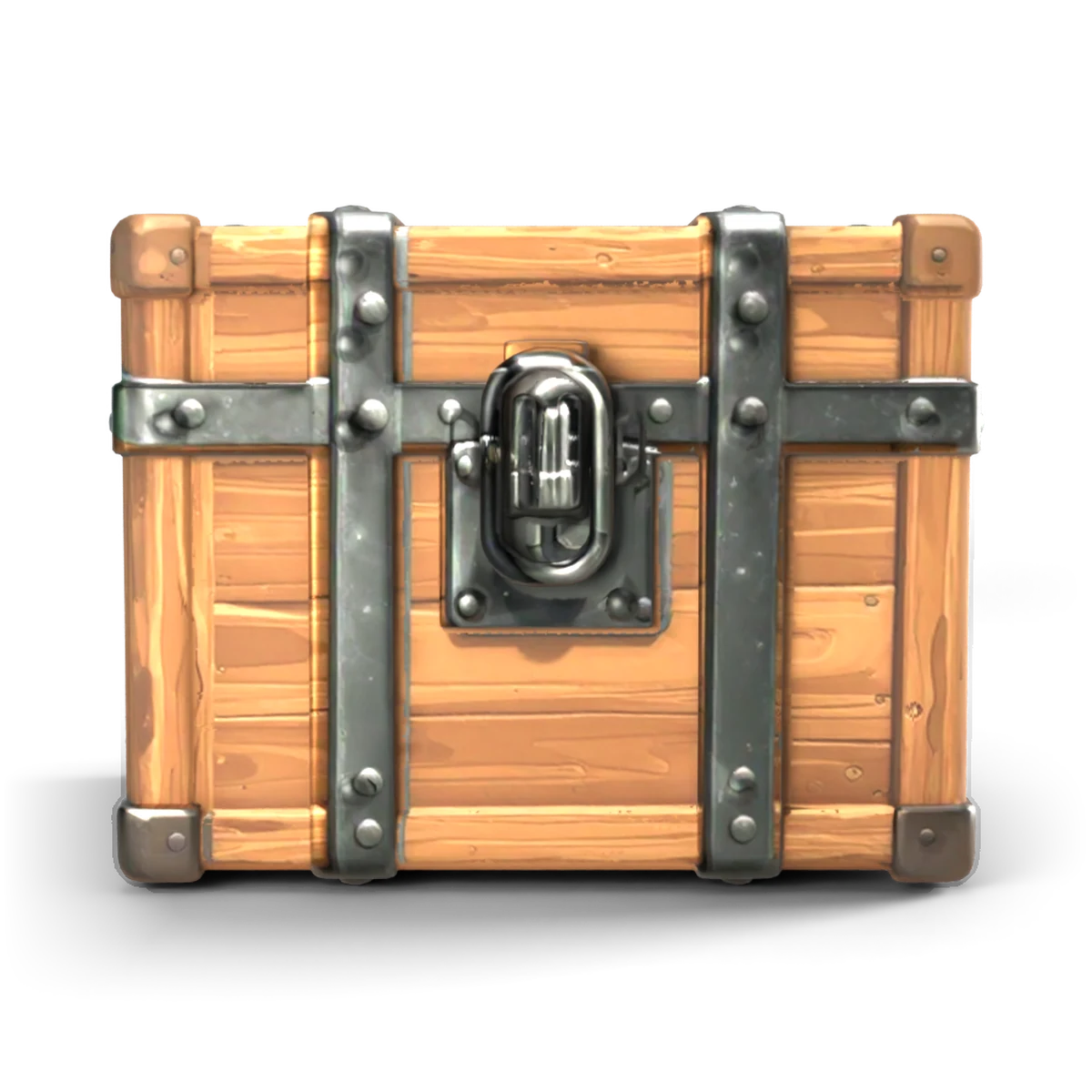 Iron-Banded Wooden Box 3D model (side)
