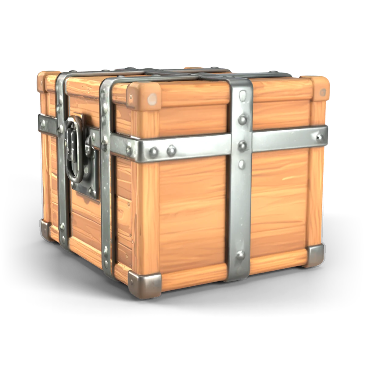 Iron-Banded Wooden Box 3D model (back angle)