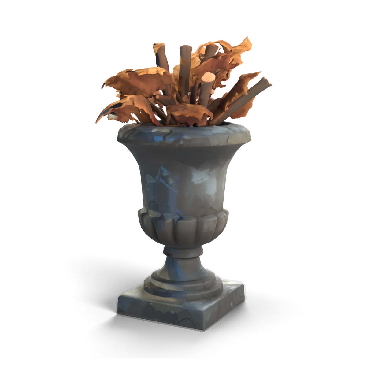 石の花立ての 3D モデル(斜め前)
