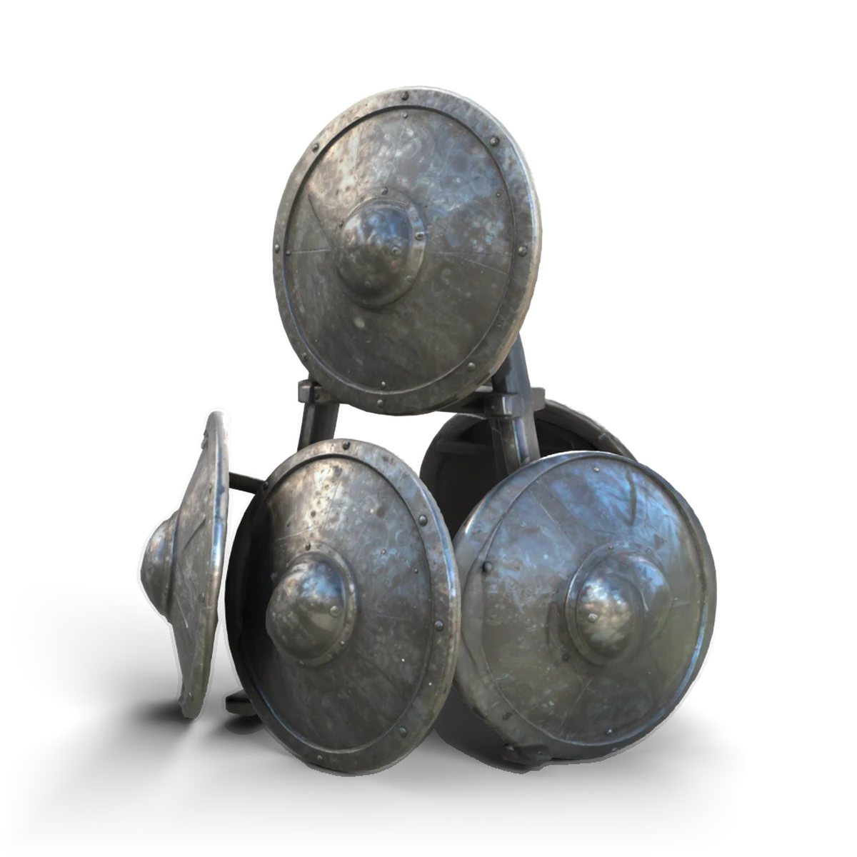 鉄の盾の台の 3D モデル(斜め前)