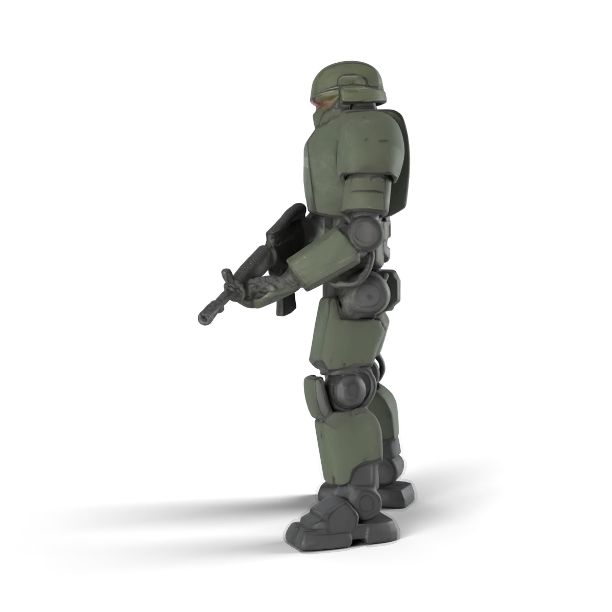 ライフルのメカ兵(緑)の 3D モデル(横)