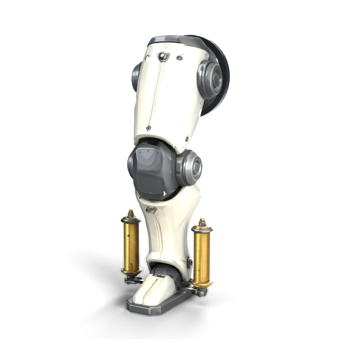 白いメカの脚(膝から下)の 3D モデル(斜め前)