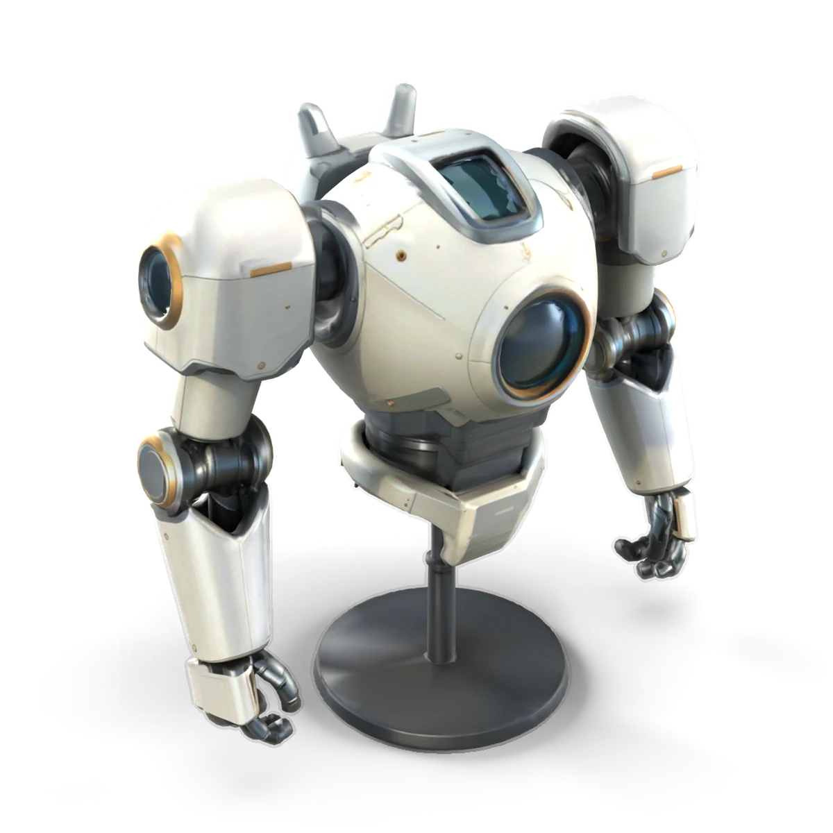 Mech Upper Body on Stand 3D model (from above)