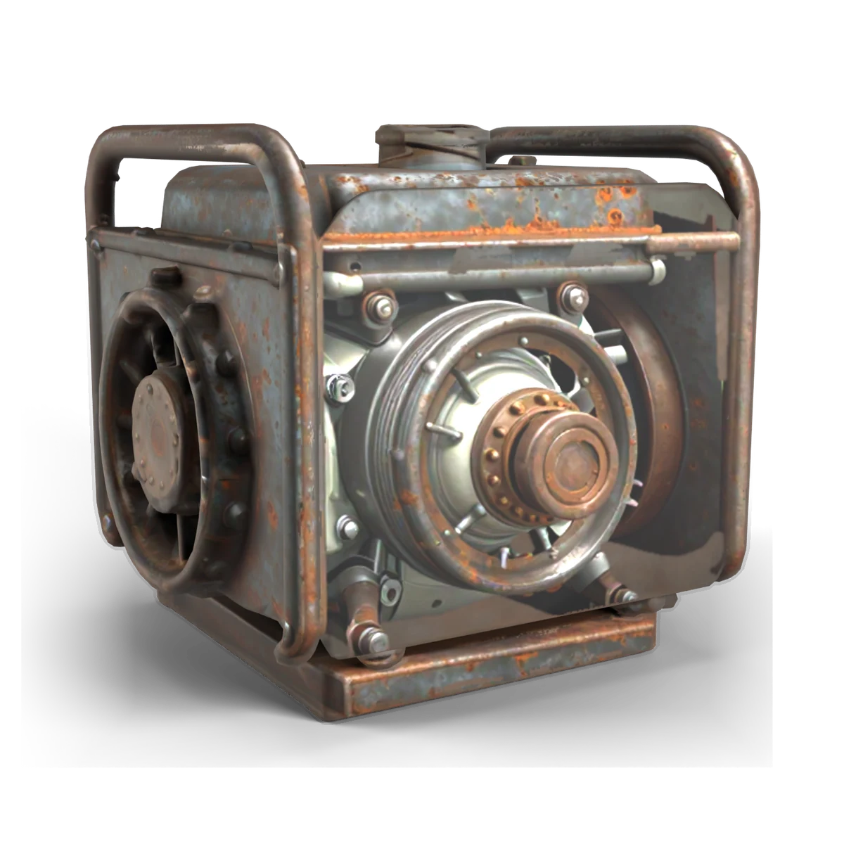 古い発電機の 3D モデル(斜め後ろ)
