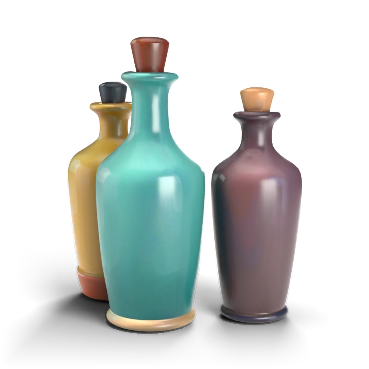 魔法薬のびんの 3D モデル(斜め前)