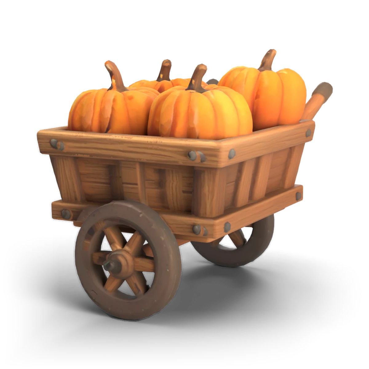 かぼちゃの手押し車の 3D モデル(斜め前)