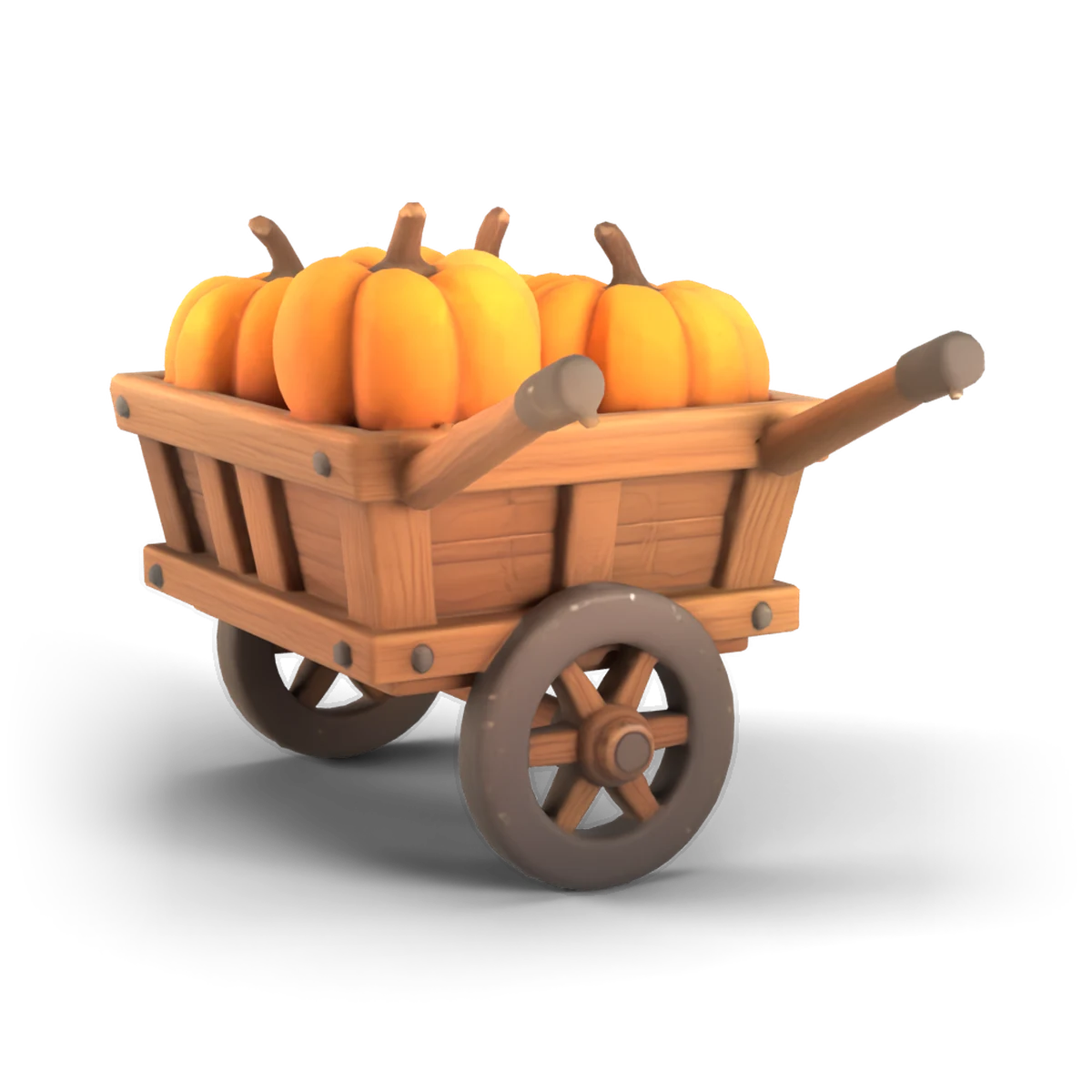 かぼちゃの手押し車の 3D モデル(斜め後ろ)