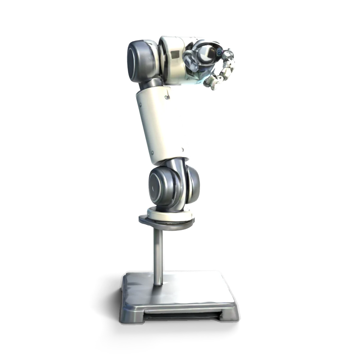 ロボットアームの 3D モデル(斜め前)