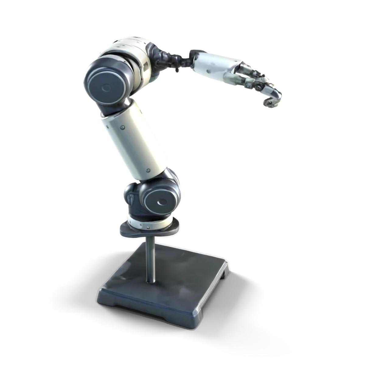ロボットアームの 3D モデル(上から)