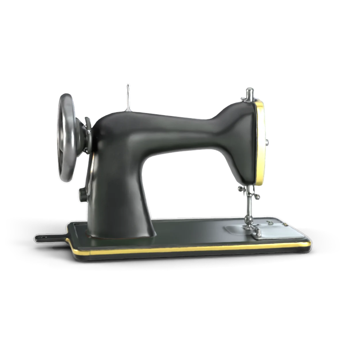古いミシンの 3D モデル(斜め後ろ)