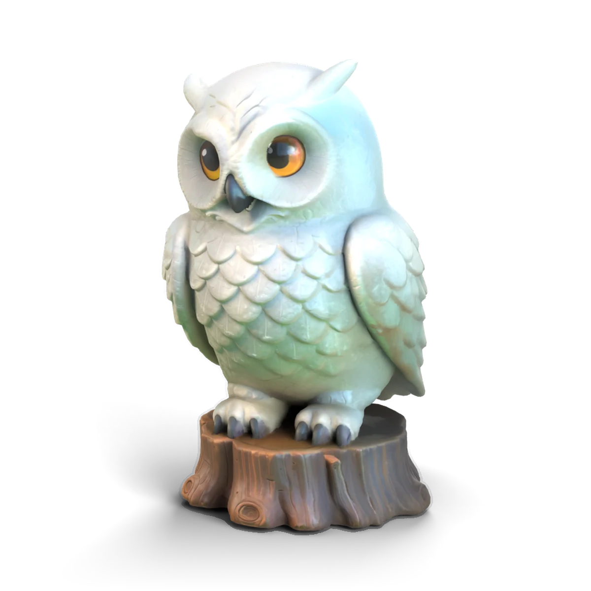 Snow Owl Statue 3D model (angle)
