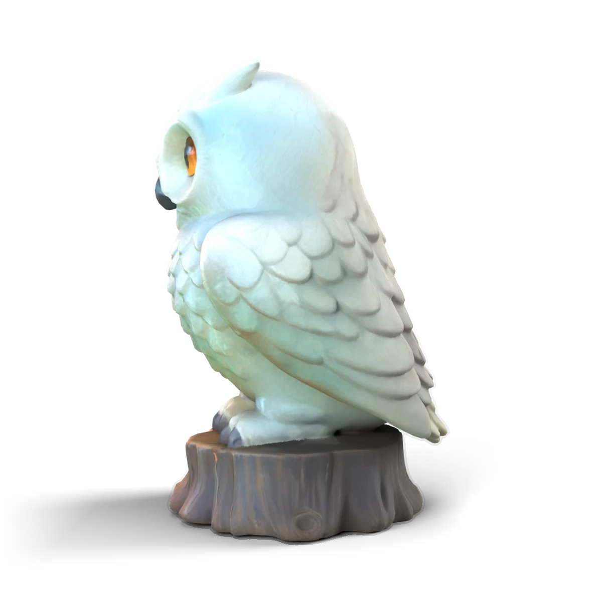 Snow Owl Statue 3D model (side)