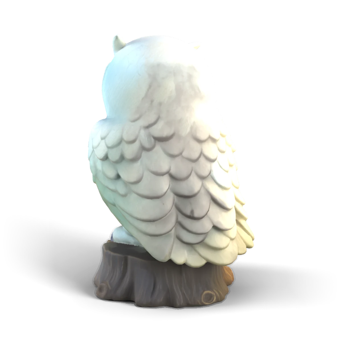 Snow Owl Statue 3D model (back angle)