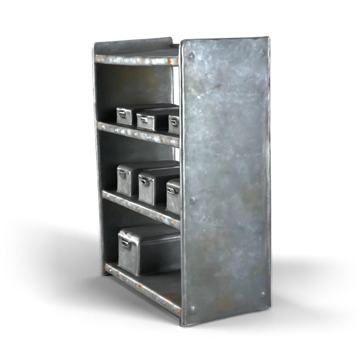 Steel Parts Shelf 3D model (back angle)