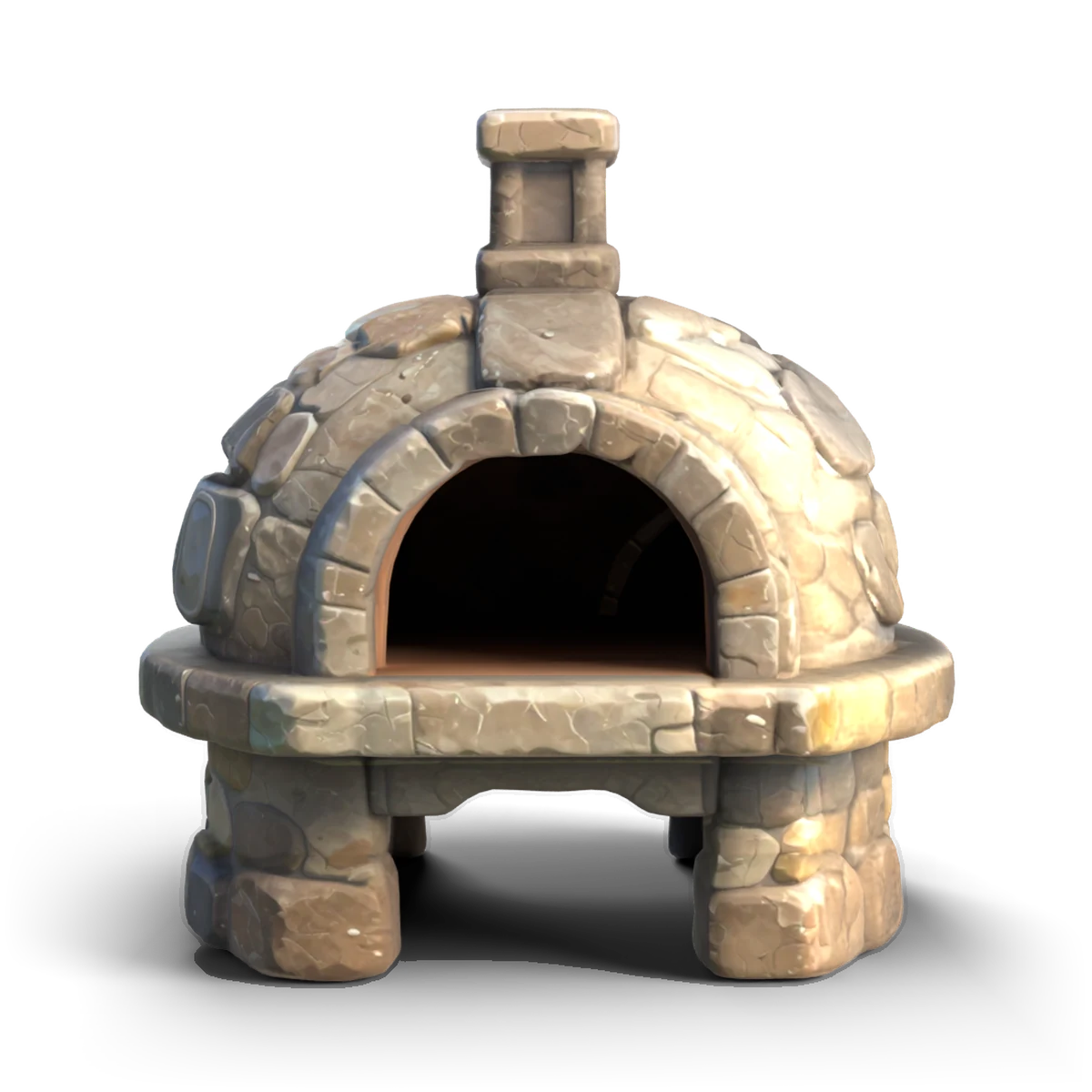 石のかまどの 3D モデル(正面)