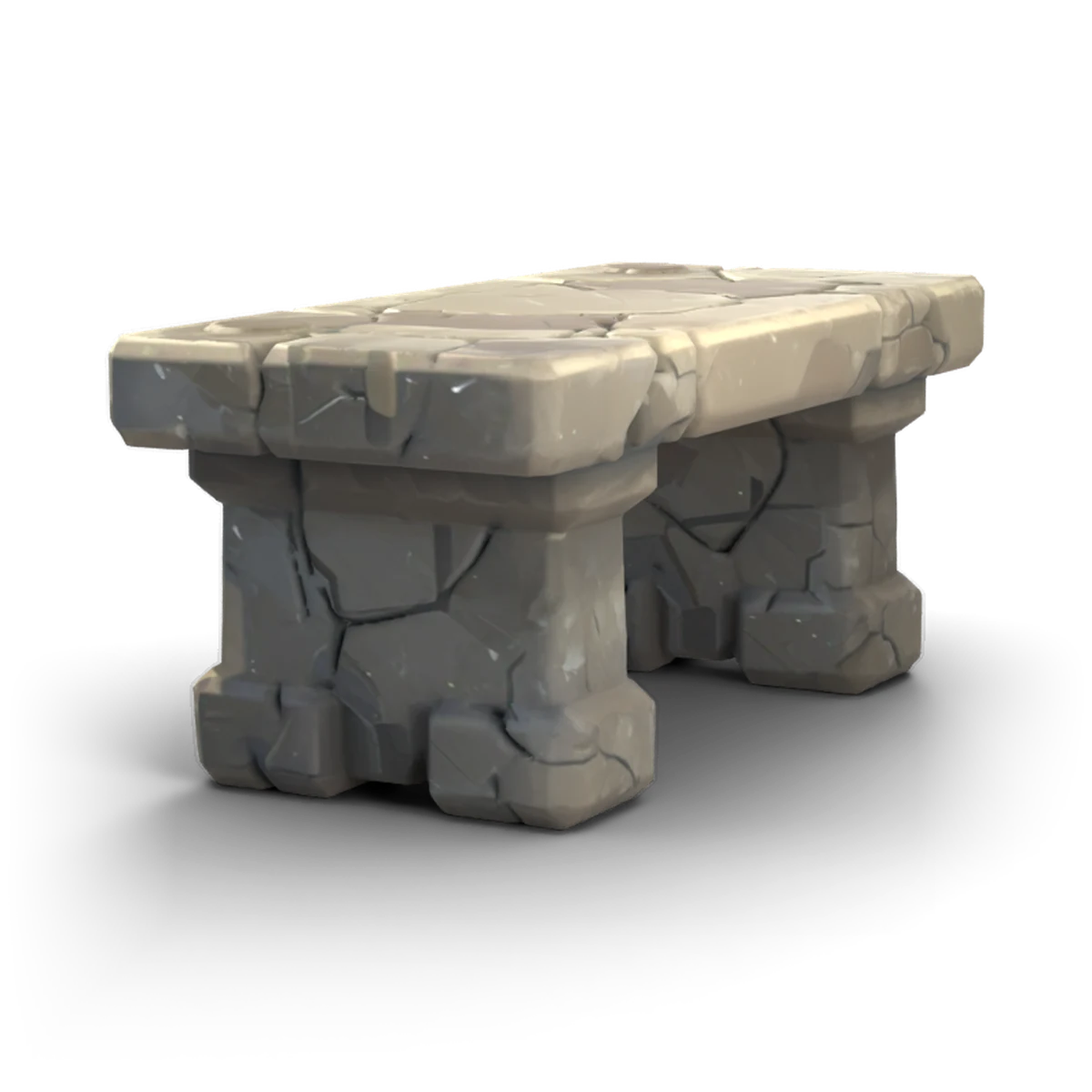 石のベンチの 3D モデル(斜め前)