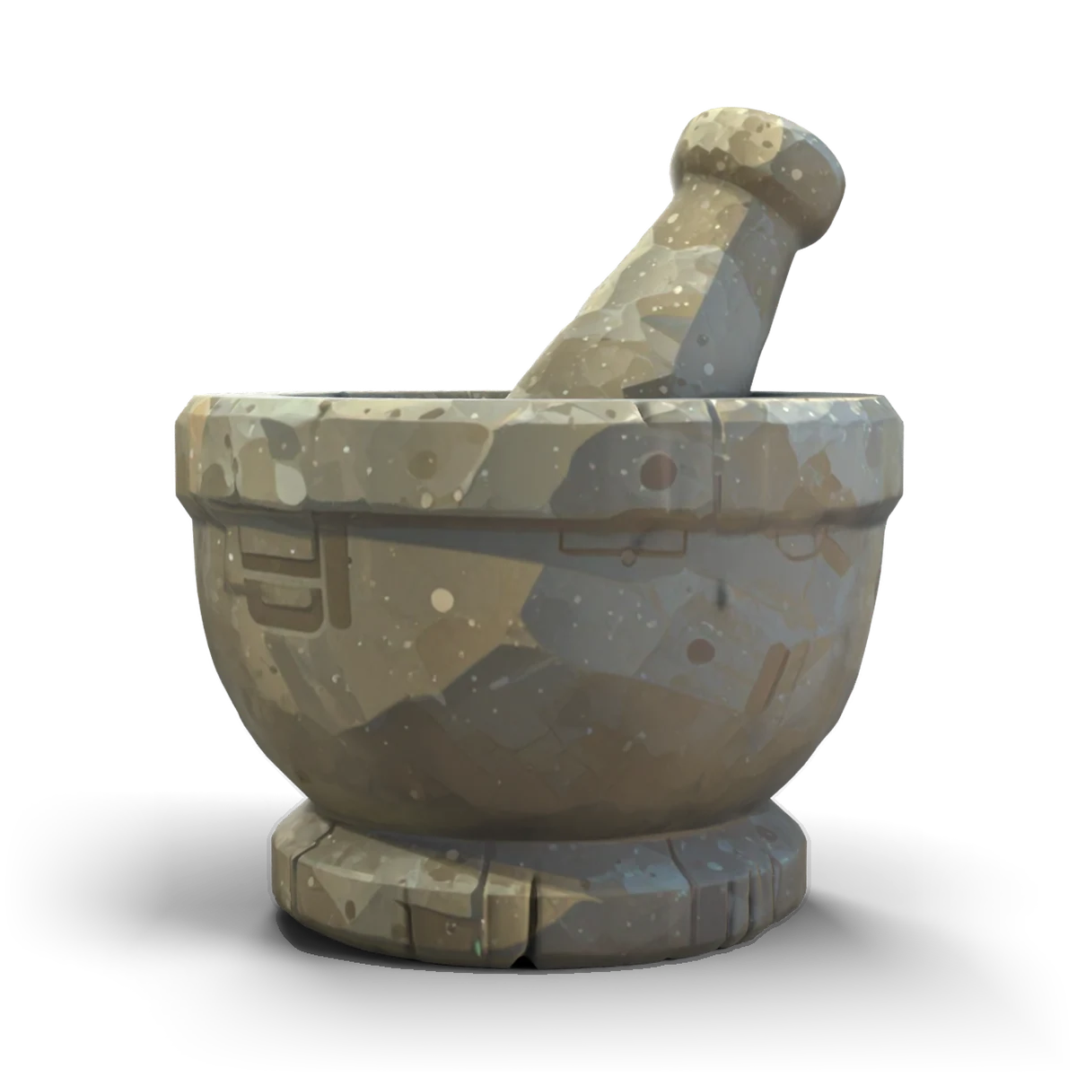 石の乳鉢の 3D モデル(正面)