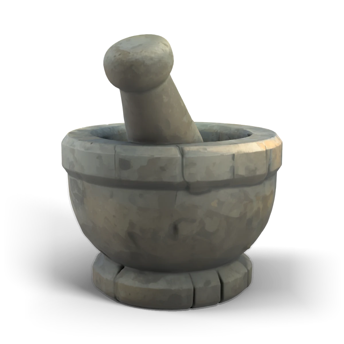 石の乳鉢の 3D モデル(斜め後ろ)