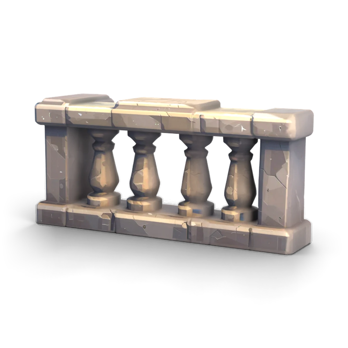 石の柵の 3D モデル(斜め前)