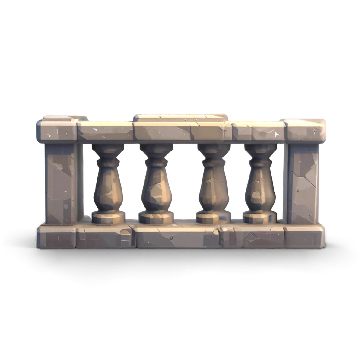石の柵の 3D モデル(正面)