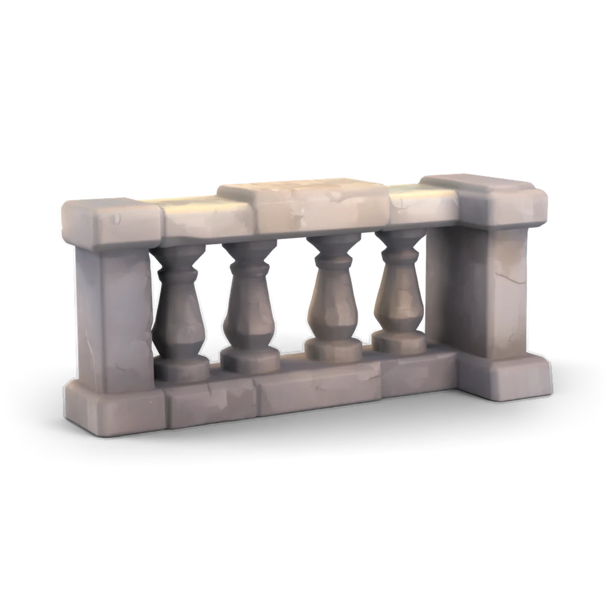 石の柵の 3D モデル(斜め後ろ)