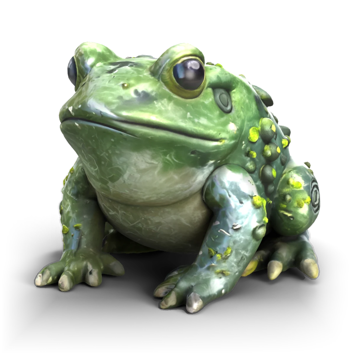 石のヒキガエルの置物の 3D モデル(斜め前)