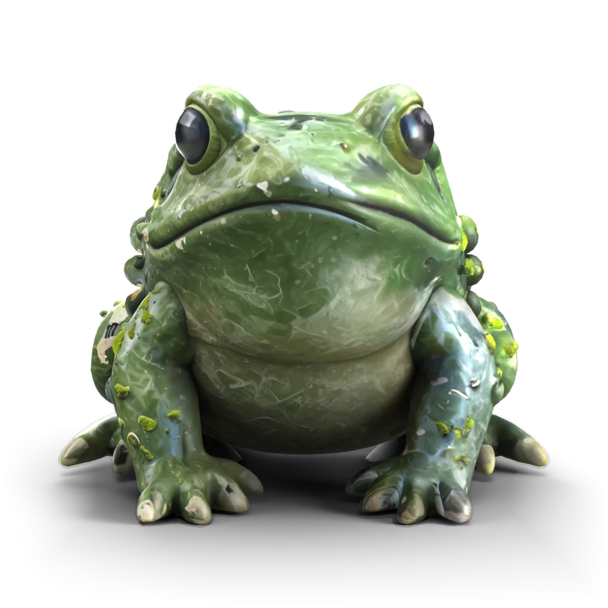 石のヒキガエルの置物の 3D モデル(正面)