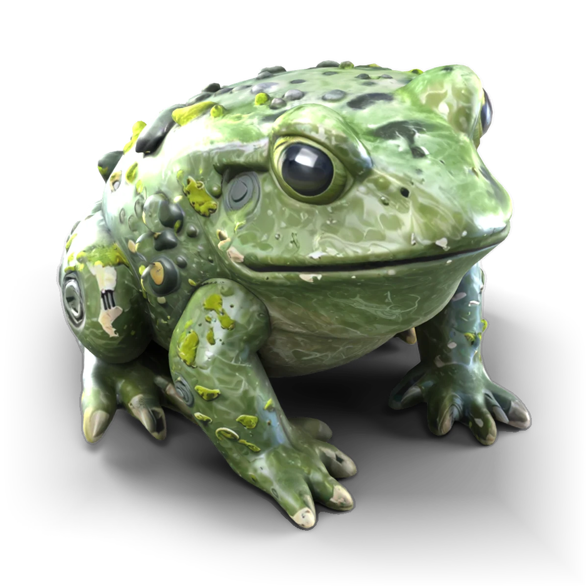 石のヒキガエルの置物の 3D モデル(上から)