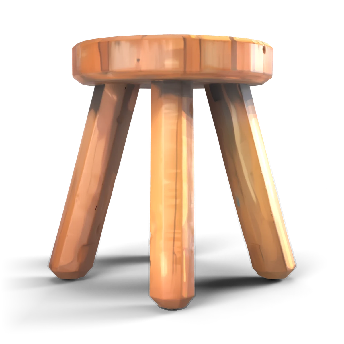 木の腰掛けの 3D モデル(横)